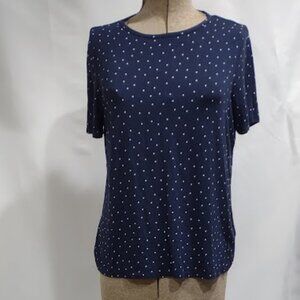 OLD NAVY RELAXED FIT TSHIRT NAVY BLUE WITH WHITE POLKA DOTS RAYON B LEND SIZE L